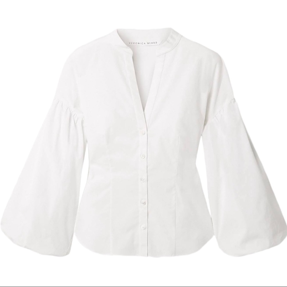 NWT VERONICA BEARD Aileen Puff Sleeve Poplin Blouse - Picture 4 of 7